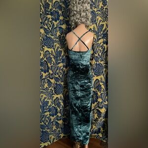 90s Hourglass tie dye velvet maxi formal dress